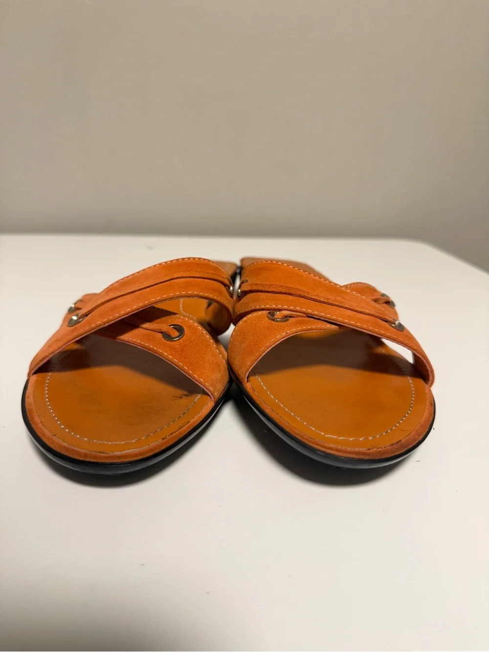 TOD's Orange Leather Sandals Slip On Made In Italy Women’s US 9.5 UK 6.5 EU 39.5